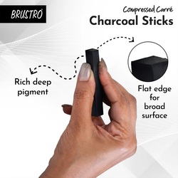 Brustro Compressed Charcoal Sticks - Set of 6 - 5 Black and 1 White